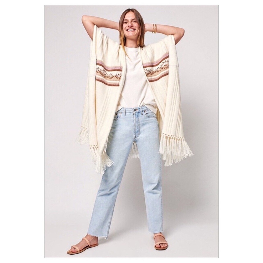Faherty poncho women one size Sand Creek Alpaca Wool Knit Western Cozy Lagenlook
